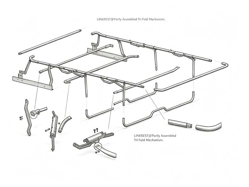So bauen Sie den 3-fach zusammenklappbaren Schlafsofa-Mechanismus mit Teilmontagemechanismus zusammen